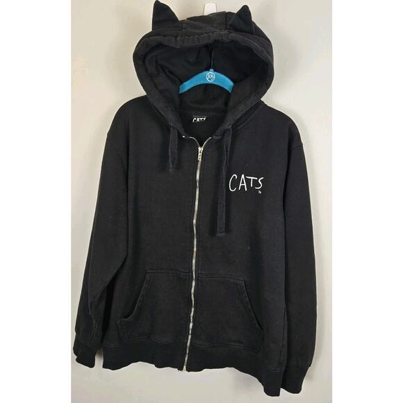 VTG Cats Musical Hoodie Adult Large Black Cat Eyes NYC Broadway Anime Cosplay - Picture 1 of 6